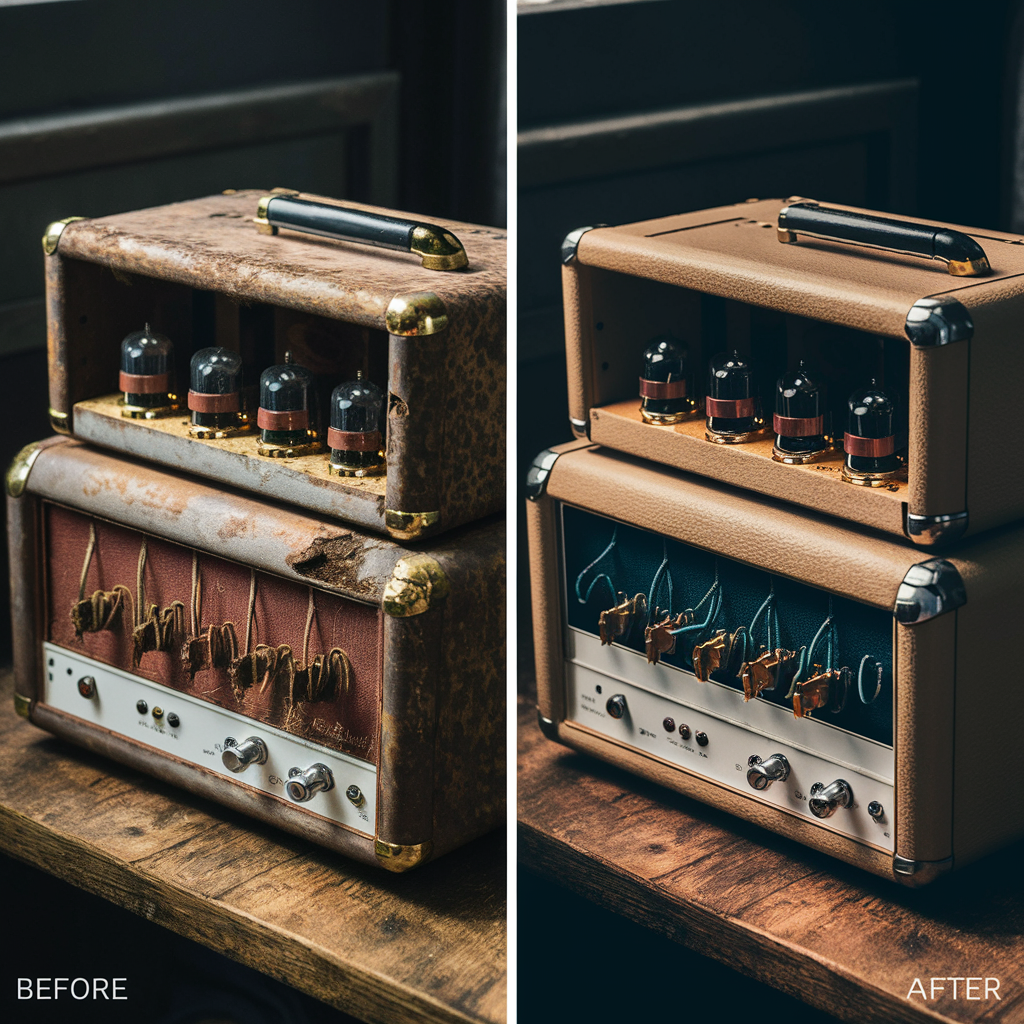 valve amp repair before and after condition