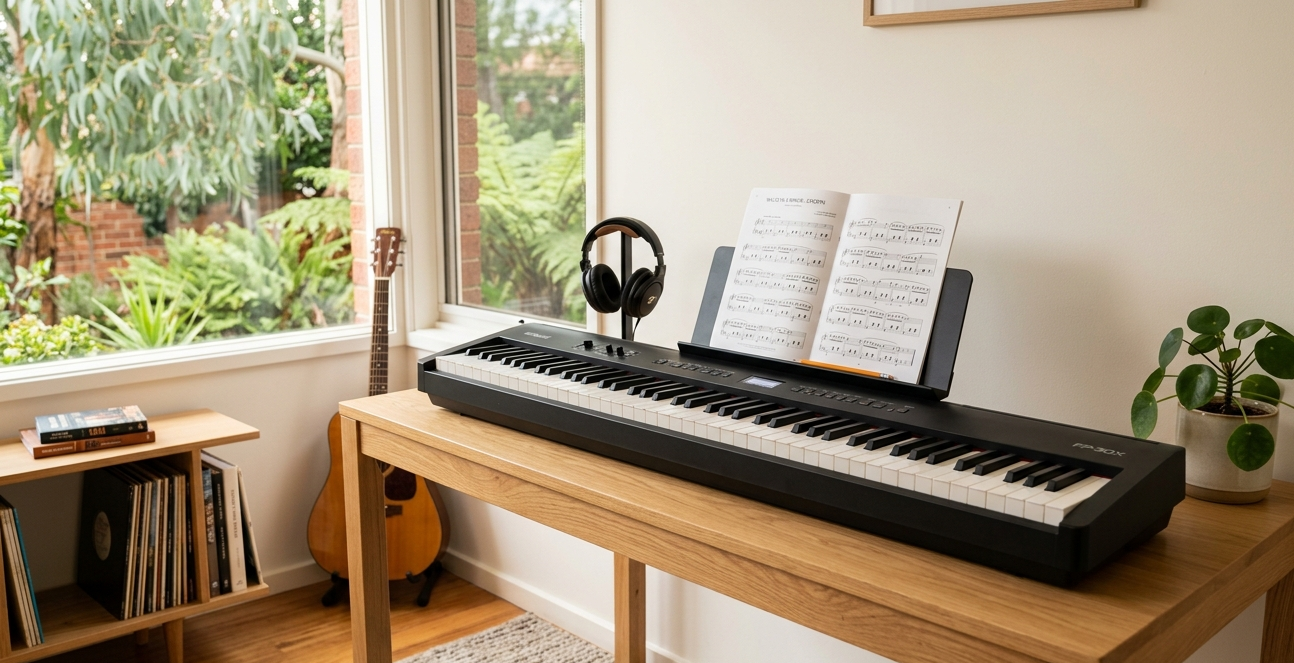 Digital piano repair needed in Sunshine Coast home music room