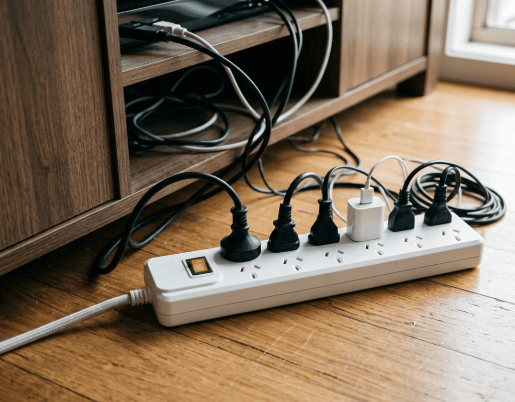 Home electronics surge protected power board Sunshine Coast