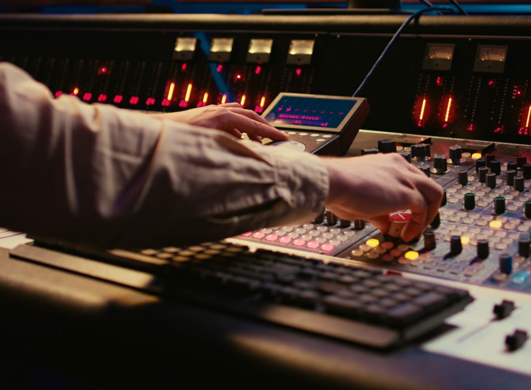 Professional audio equipment maintenance work