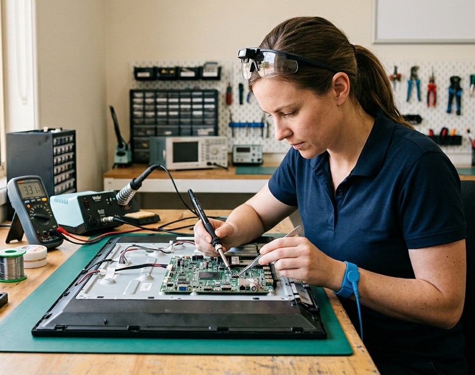 Samsung TV repair Sunshine Coast technician fixing circuit board
